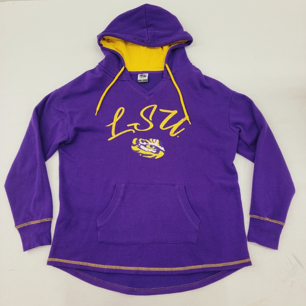 LSU Tigers Womens Sz‎ L Hoodie Purple Stadium Athletics Sweatshirt Football EUC